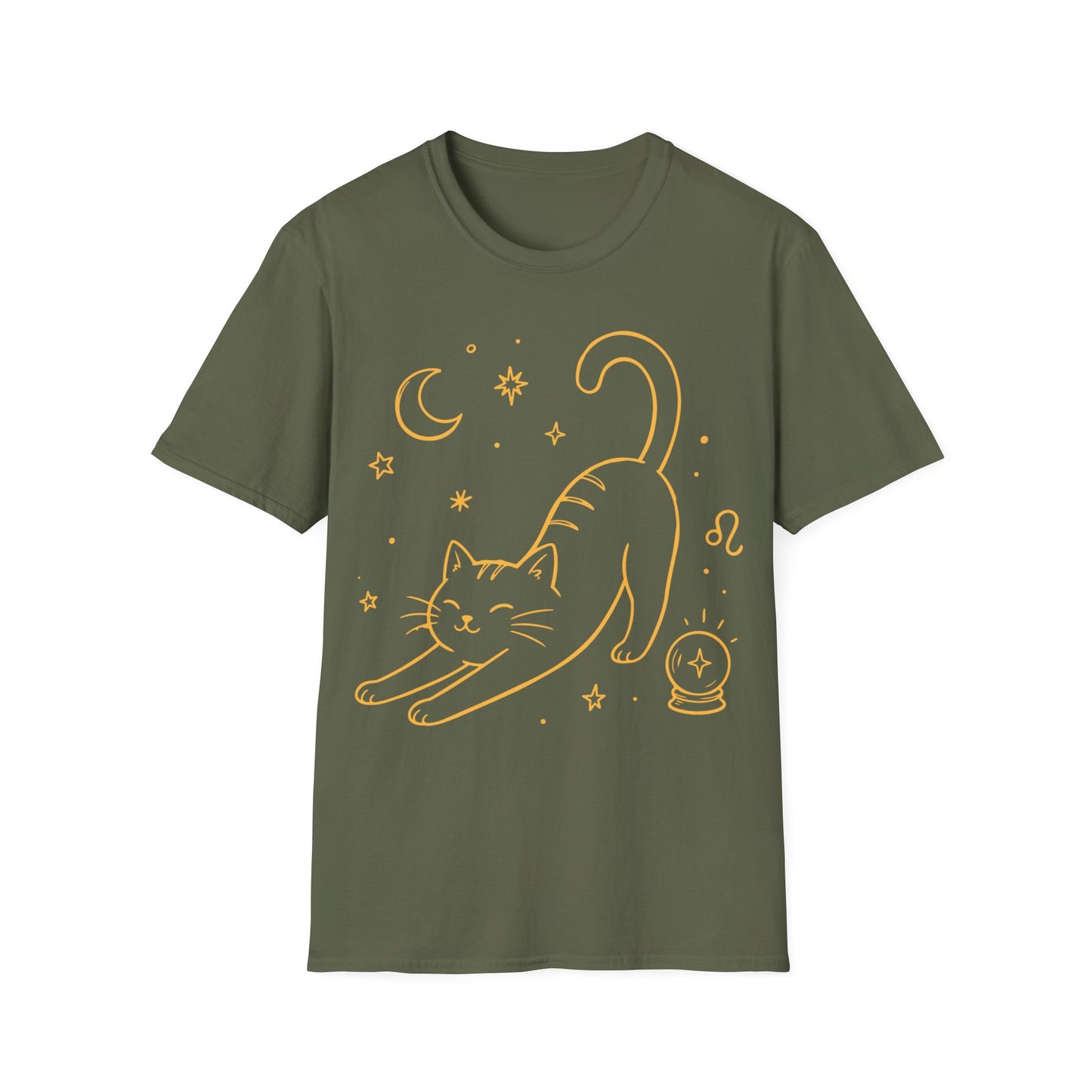 Cat Yoga Leo Night Sky Kitty T-Shirt
