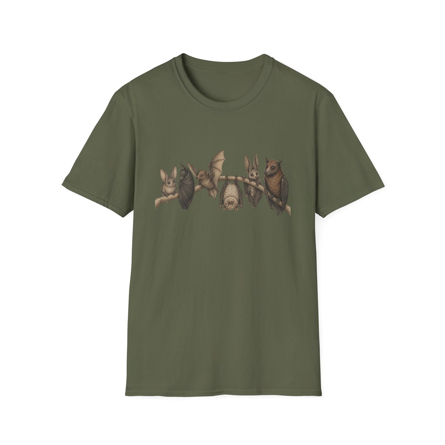 Bat Family Row Cute Bats on Branch T-Shirt