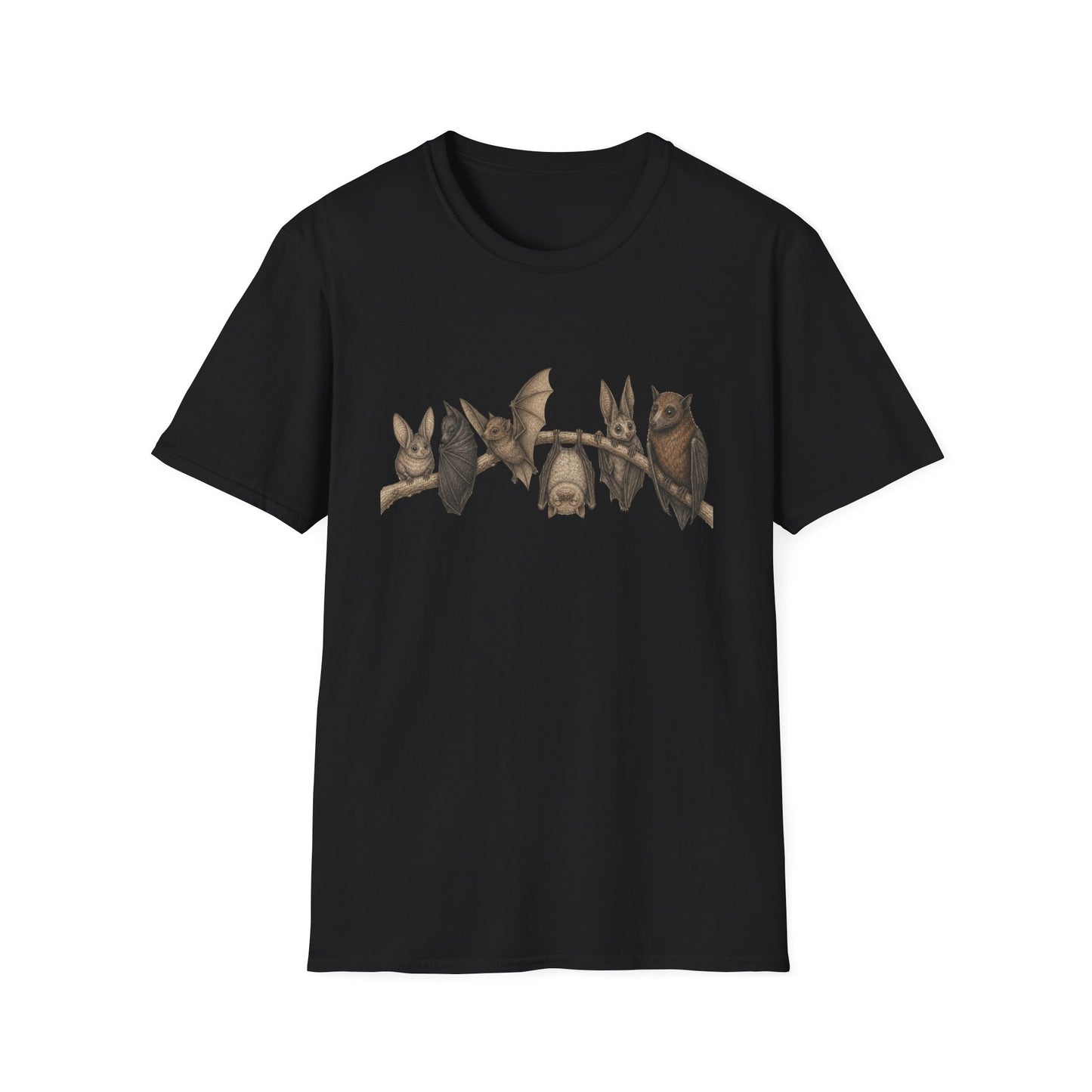 Bat Family Row Cute Bats on Branch T-Shirt