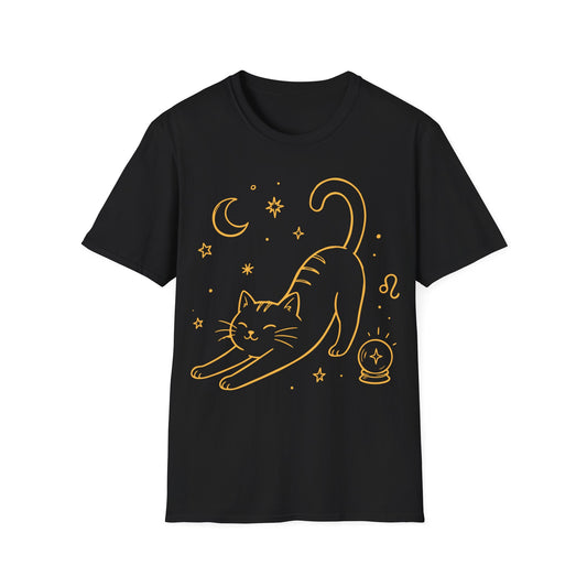 Cat Yoga Leo Night Sky Kitty T-Shirt