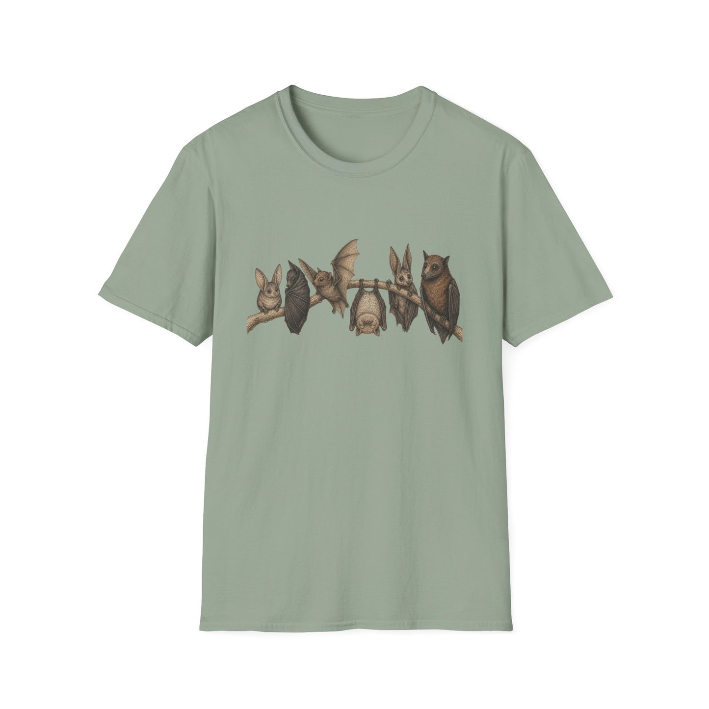 Bat Family Row Cute Bats on Branch T-Shirt