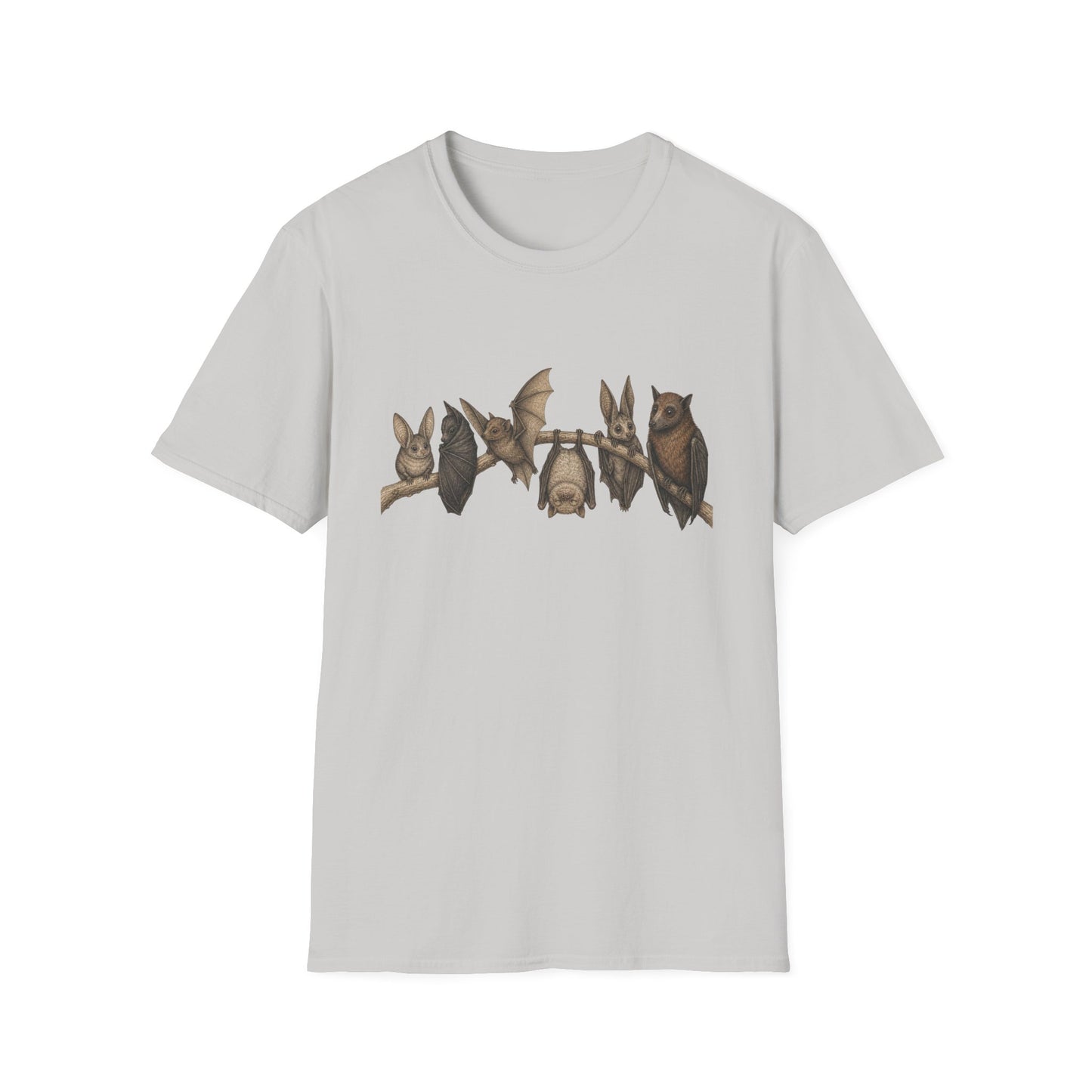 Bat Family Row Cute Bats on Branch T-Shirt