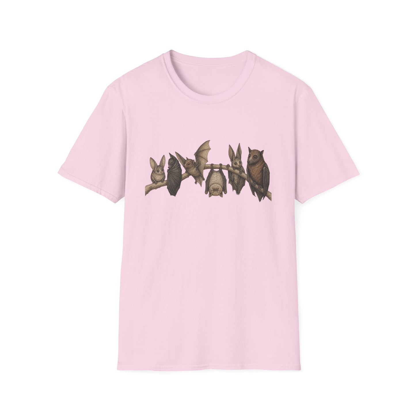 Bat Family Row Cute Bats on Branch T-Shirt