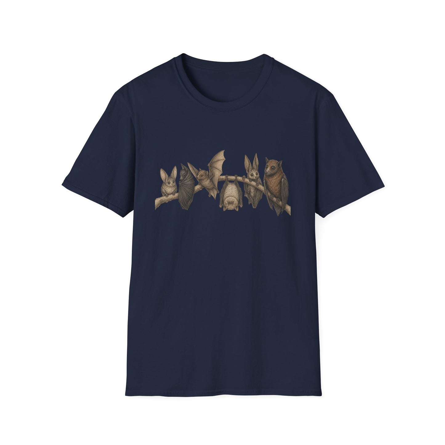 Bat Family Row Cute Bats on Branch T-Shirt