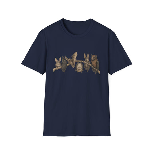Bat Family Row Cute Bats on Branch T-Shirt