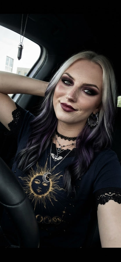 Sun & Moon Phases Celestial Cycle T-Shirt